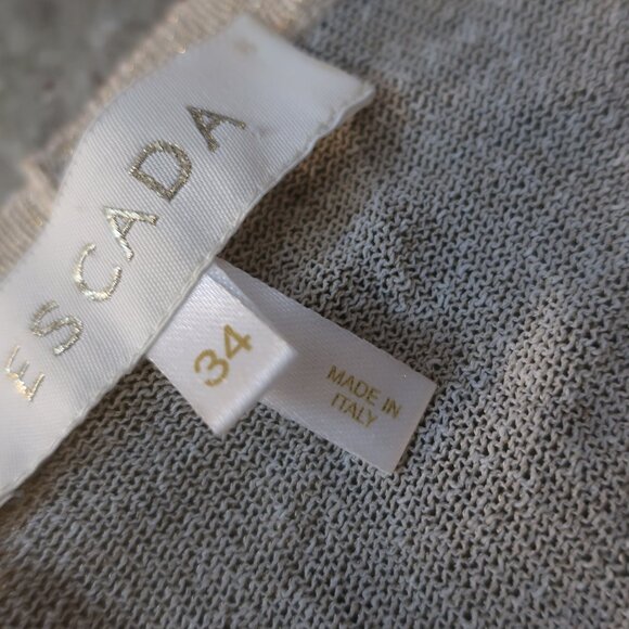 Escada Light Gold Metallic Floral 2PC Cardigan Sweater-Tank Set 34 EUR/US 2 - Picture 9 of 9
